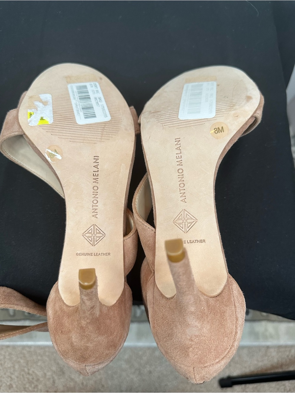 ANTONIO MELANI Blush Suede Strappy Ankle-Heel Sandals, size 8, New without Box - Picture 6 of 7